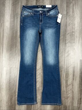 Miss Me Mid Rise Dreamcatcher Embellished Dark Wash Boot Cut Jeans - 29x34